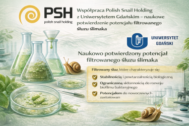 Zdjęcie główne #266 - Współpraca Polish Snail Holding z Uniwersytetem Gdańskim – naukowe potwierdzenie potencjału filtrowanego śluzu ślimaka